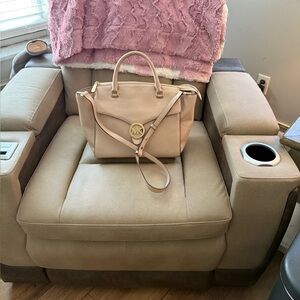 Michael Kors Tan Satchel with Gold-Tone Hardware